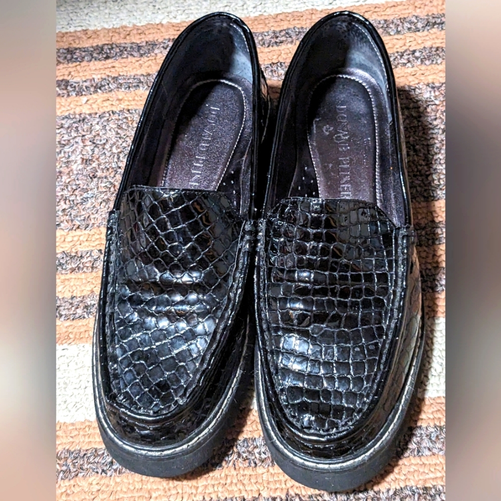 Donald J. Pliner Black Croc-Embossed Leather Loafers